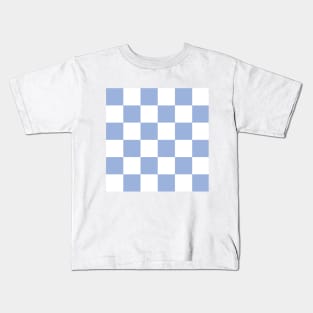 Sky blue and white checkerboard print Kids T-Shirt